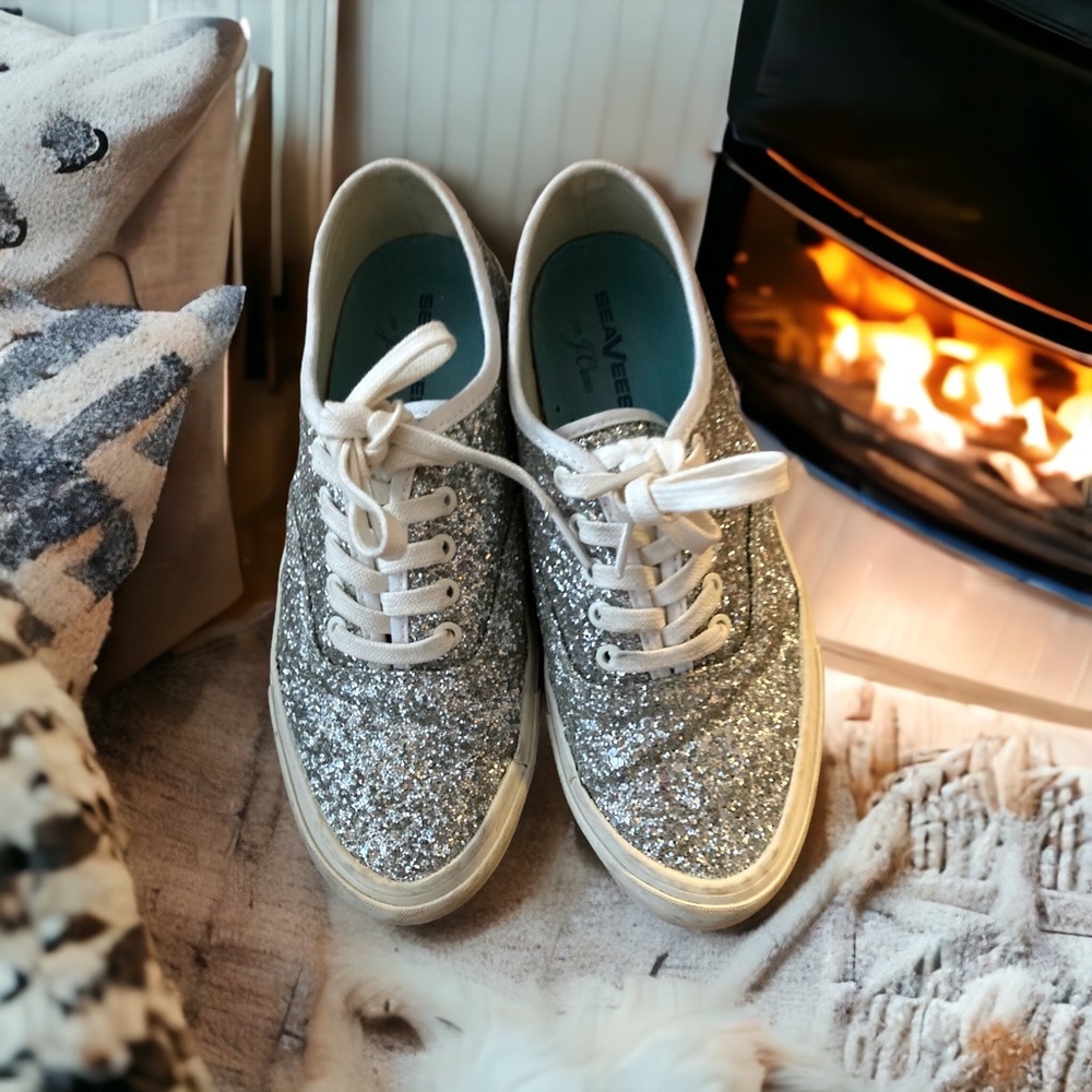 SeaVees Silver Sparkle Gym Shoes for J.Crew size 7.5